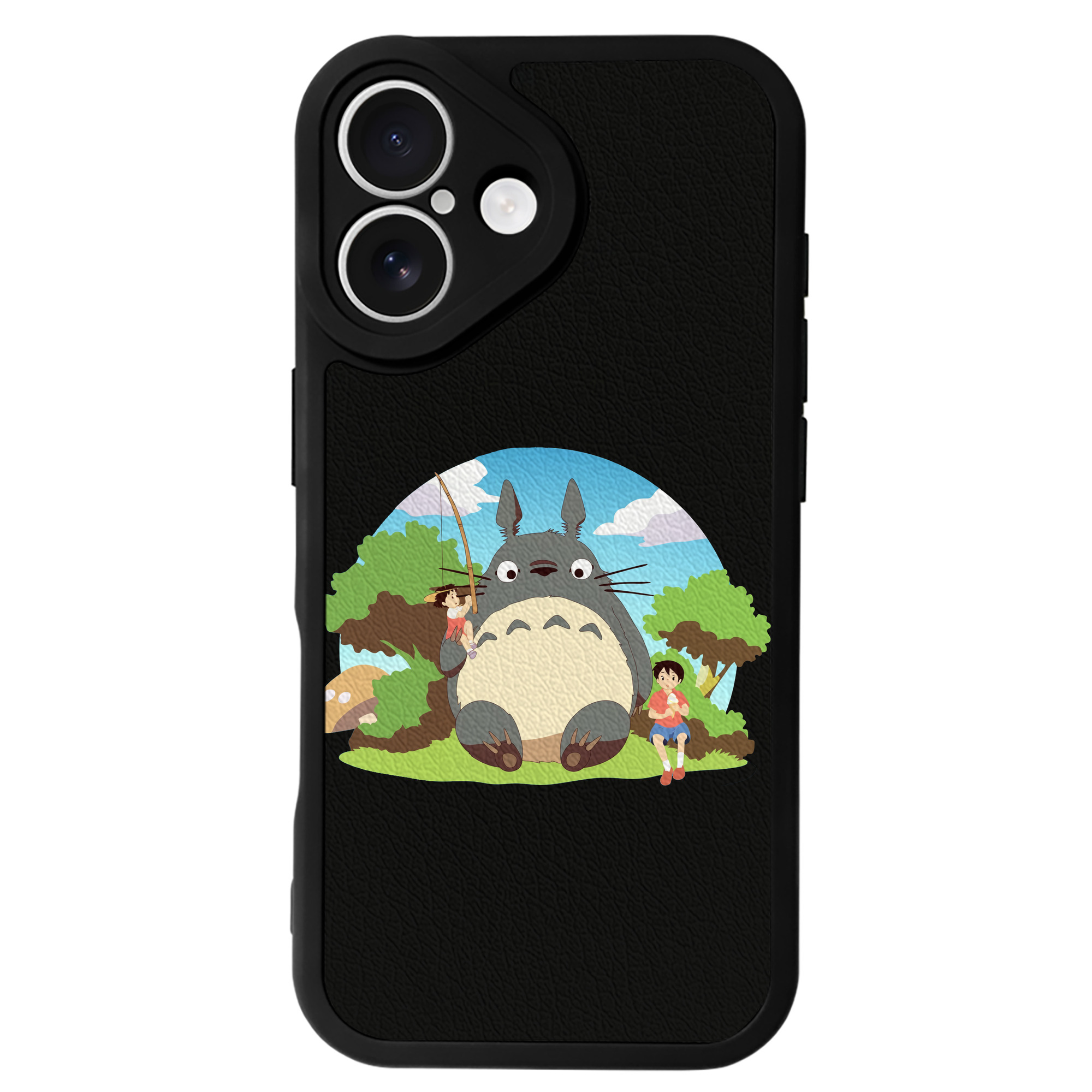 （画像用） となりのトトロ 草壁メイ 草壁サツキ My Neighbor Totoro Satsuki Kusakabe Mei Kusakabe 【iPhone 16シリーズ対応】シリコンスマホケース（レザー調） 材質：シリコン